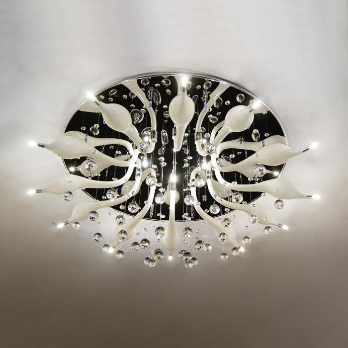 Aliexpress.com: comprar europeo de lujo cristal blanco cisne ... Lámparas de salón de techo