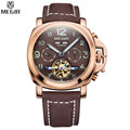 MEGIR Men Mechanical Automatic Multifunction Perpetual Calendar Watch Military Sport Watch Relogio Masculino Leather Watch