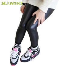 4-12Year Children Clothing Kids Leather Pants Girls Leggings Baby Child Faux Leather Pants Kid Skinny Solid Black Trouser Sliver