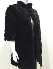 Natural Mink Fur Coat with genuine Leather Patchwork black jacket winter Luxury Diagonal stripes natural Mink Fur Coat
