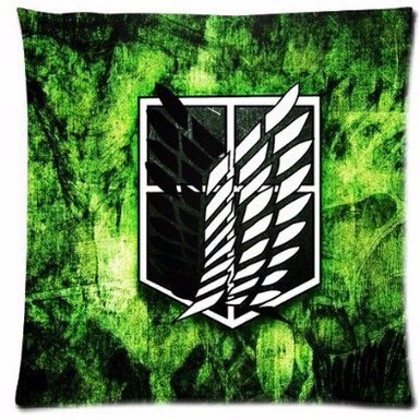 Custom Japanese Anime Cartoon Attack On Titan Shield Pattern Throw Square Pillow Case 18x18 Inches Creative Personalized Pillowcase Bedding Pillow Slips