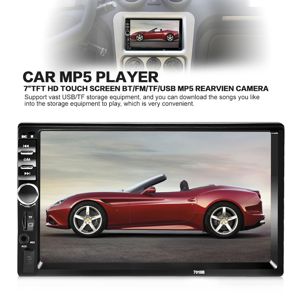 7/" Touch Screen Car Stereo Radio MP5 MP3 Player BT 2DIN Rear View Camera
