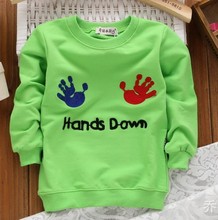 Wholesale New 2015 Autumn Children’s Clothing T-Shirt Boys Cartoon Hands Letter Sweatshirt 5 Color Boys Clothes Aged 1-4 Years