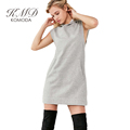 KMD KOMODA Solid Sleeveless Preppy Mini Dress Women Clothing Pockets O Neck Hooded Brief Vestido Female