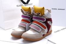 Colorful Tongue Women Multi Isabel Marant Wedge Boots Height Increasing 7cm Sneakers