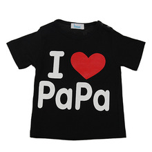 95 cotton children s clothing boys and girls I love Mom and Dad round neck short