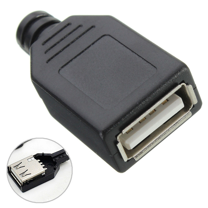 10 Шт. Тип А, Розеточный USB 4 Контактный Разъем Разъем разъем Разъем с Черной Пластиковой Крышкой Сиденья Сварочная Проволока Adapeter