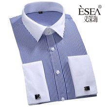 Brand French cuff Men Clothes Slim Fit Men Long Sleeve Shirt Fashion Men Dress Men Shirt Social Plus Size 6XL