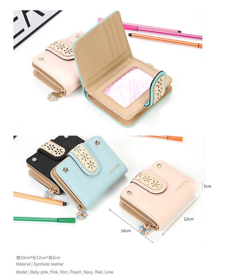 wallet youth student individuality original paragraphs short transverse fashion purse Zipper wallet Solid credit cards holder