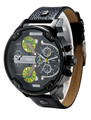 2016 stylish new luxury brand men watch Large Dial Leather dual clock army men quartz watches