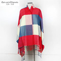 2016 Winter New style Fashion Women Multicolor Plaid Wool Pashm Double Super Soft Poncho Type Big