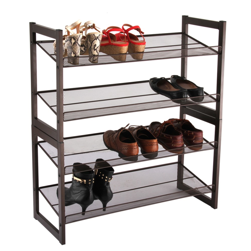 Langria Brand New 4 Tier Metal Mesh Shoe Rack Bronze Keep Your Shoes Organized Expand Your Storage Options For Home Expandable Shoe Rack Metal Shoe Rackshoe Storage Rack Aliexpress