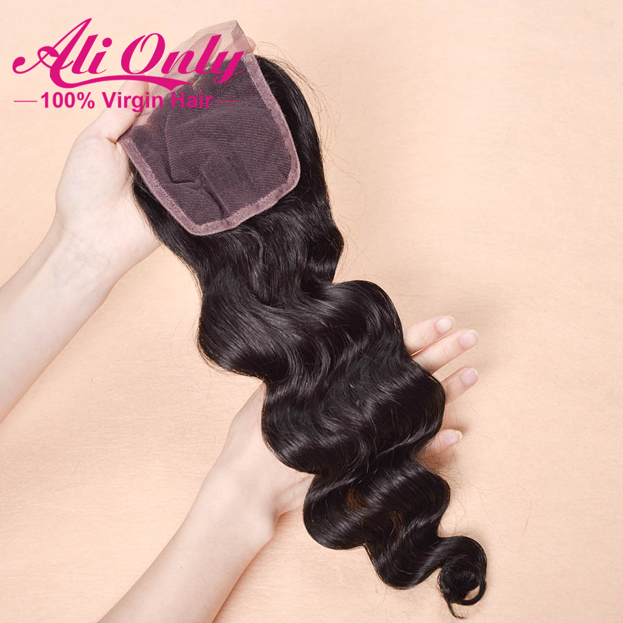 7A Peruvian Loose Wave With Closure Human Hair Weave,New Peruvian Virgin Hair With Closure,Remy Hair Bundles With Lace Closures