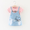 Baby Girl Summer Dress 2017 Fashion Casual Kids Girl Printed Cartoon Demin Dresses Baby Girl Clothes