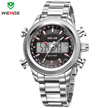 WEIDE Men Army Military Watch Analog Digital LED Quartz Sports Watches Full Steel Luxury Brand Fashion