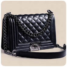 New Popular 2016 Quilted Plaid Women Messenger Bag Chains Mini Black Cross body Bags For Women Famous Pu Leather Small Bags F007