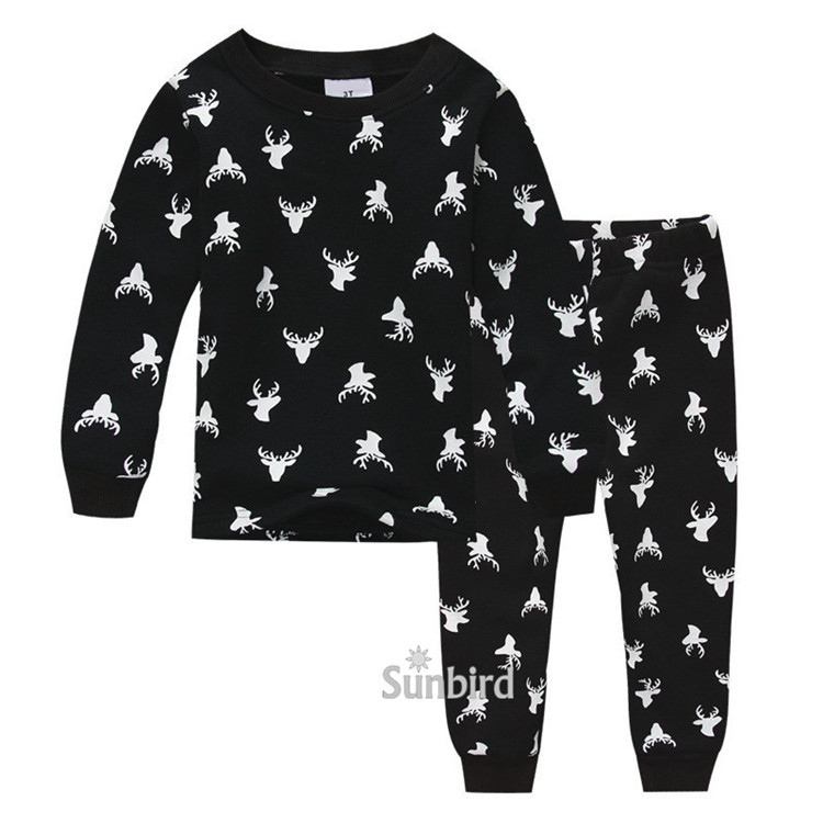 FL-01, deer, 6sets/lot, Baby/Children pajamas sets, long sleeve underwear sleepwear sets, thick flocking