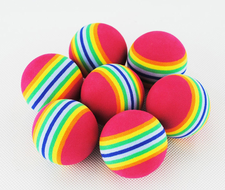 Free Shipping 50pcs Rainbow Stripe FOAM Sponge Golf Balls Swing indoor Practice Training Aids Ball Light