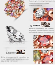 On Sale 18K Rose Gold Plt Big Round Flower Engagement Brand Ring with Multicolor Austrian Crystal