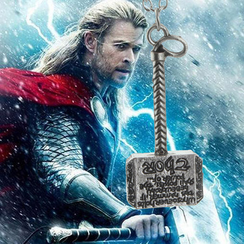 2 color marvel avengers thor"s hammer mjolnir key chain new