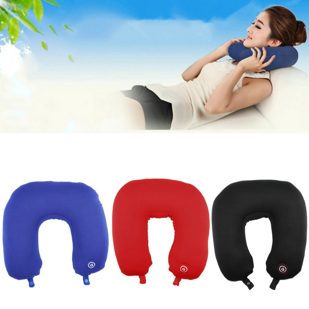 U Shaped Neck Pillow Rest Neck Massage Airplane Car Travel Pillow Bedding Microbead Battery Operated Vibrating