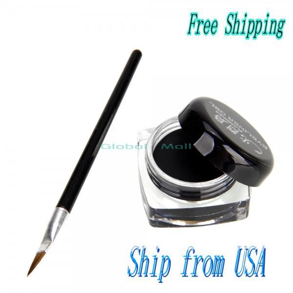 Ship From USA Professional Makeup Eye Liner Eyeliner Curd and Eyeliner Brush Set Black 10004077