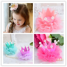 1pcs Beautiful Girls Dancing Party Hair Clips Crown Beads Princess Barrette Photography accessoires