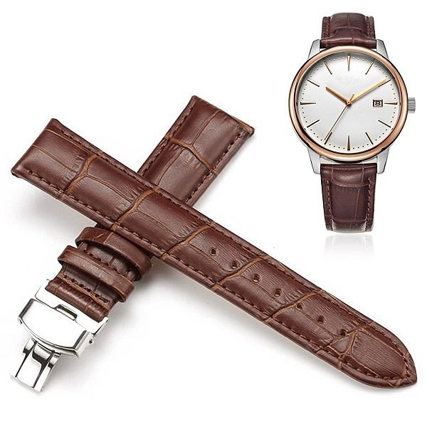 Durable-Genuine-Leather-Deployant-Watch-Band-Strap-Buckle-Bracelet-Watchbands-14MM-24MM