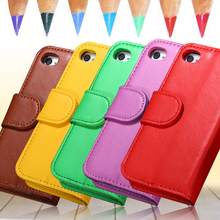 4S Flip Wallet Case for iPhone 4 4s 4g PU Leather Cover With Photo Display Full Protect Stand Support Original Cell Phone Case