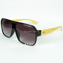 Wholesale Aviator Wooden Sunglasses Hand Made Bamboo Legs Ancient Rectangular Plastic Big Frame With UV400 Lenses