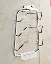 high quality 304 stainless steel chrome finish three lever wall mounted pot cover holder kitchen accessories cooking tools