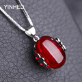 Send Identify Certificate Synthetic Red Corundum Ruby Necklaces Pendants 925 Sterling Silver Statement Necklace Women ZN060