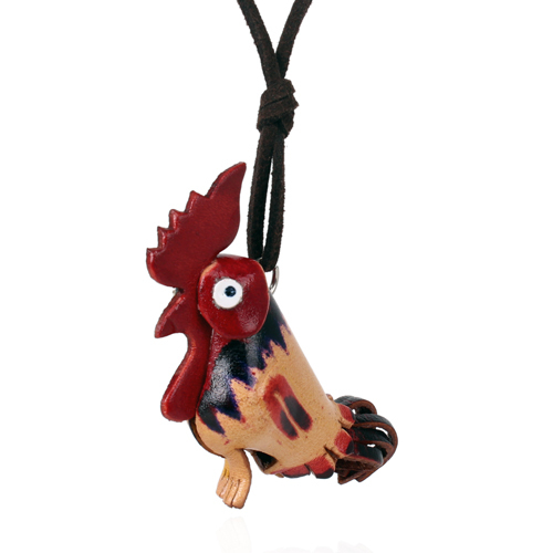 High quanlity genuine cow leather fashion jewlery 2014 cock pendant necklace NL 2193