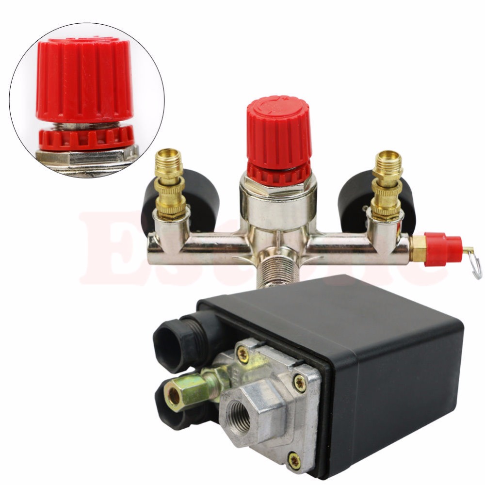 For Heavy Duty Air Compressor Pump Pressure Control Switch + Regulator Valve Gauges