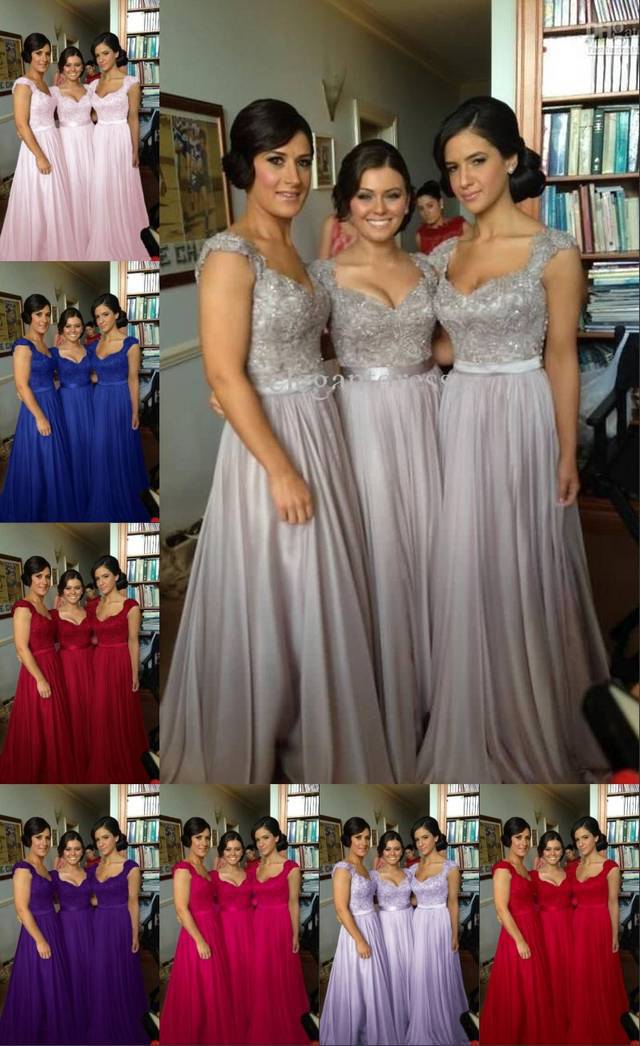 10 color Cheap Bridesmaid Dresses Appliques Spaghetti Straps Sleeveless A Line Lace up Floor Length Stock
