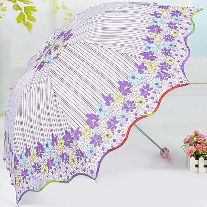 High Quality Floral Shaped Sunny and Rainy Umbrella Three-Folding Umbrella Women Parasol Umbrella Free Shipping