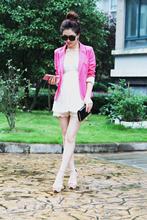 Fashion Women Jacket Suit Foldable Long Sleeves Lapel Coat Lined With Striped Single Button Vogue Jackets