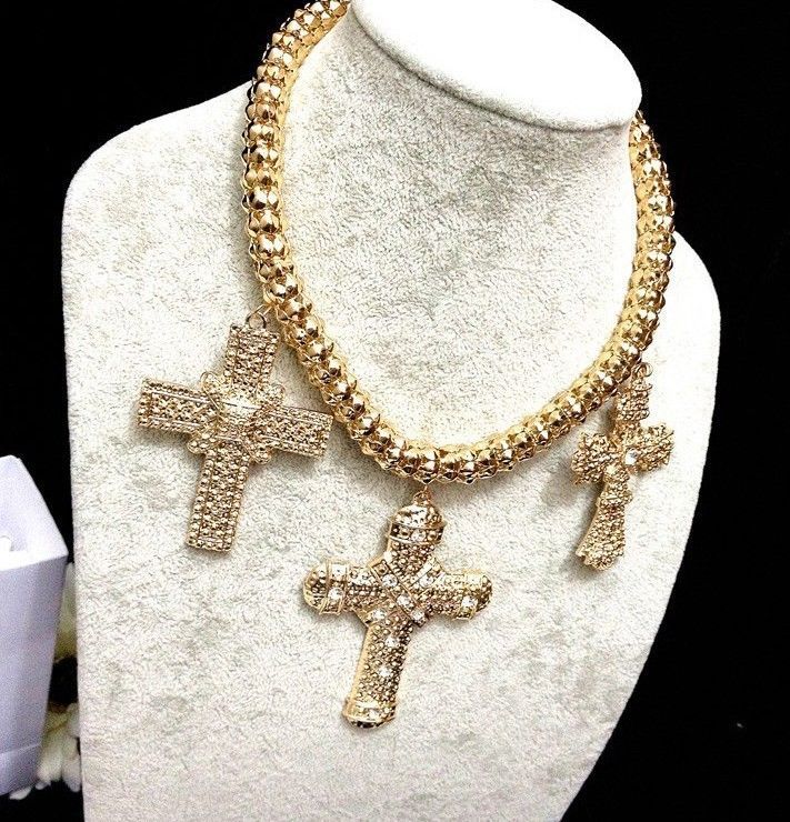 rhinestone Chain  cross Cluster charms Rhinestone Big Charms pendant Cross Necklace Inspired