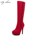 Soft PU Leather Black Sexy Fashion Women Winter Knee High Boots,2014 N