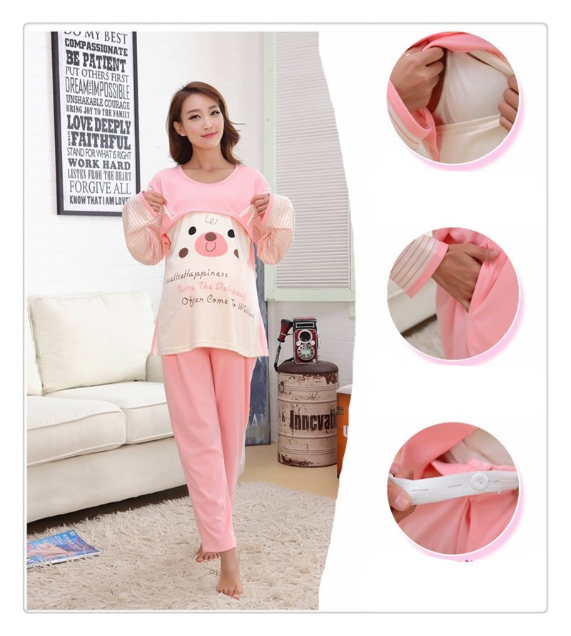  maternity long sleeve cotton pajamas (1)