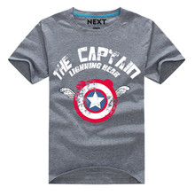 2015 Fashion cartoon Captain America t shirt men tops Short sleeve Casual Marvel Captain America shirt teenagers free shipping