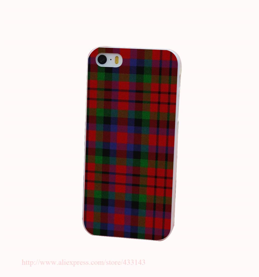 RED BLUE font b TARTAN b font SCARF FASHION Hard White Cover Case for iPhone 4