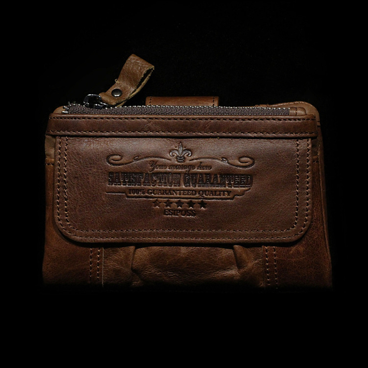 100 First Layer Genuine Leather Men Short Wallet Vintage Style Wallets For Men Portefeuilles High Quality