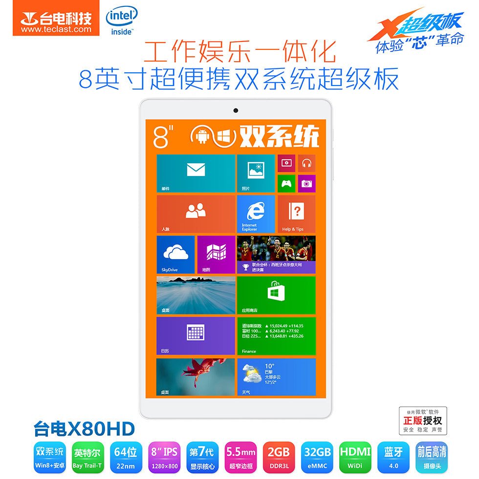  8 Dual OS Windows 8 1 Android 4 4 Tablet PC Intel Bay Z3735 Quad