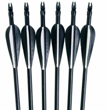 6pcs lot Target Shooting Fiberglass Arrows 31inch Spine 400 Black and White Plastic Feathers Arrows for