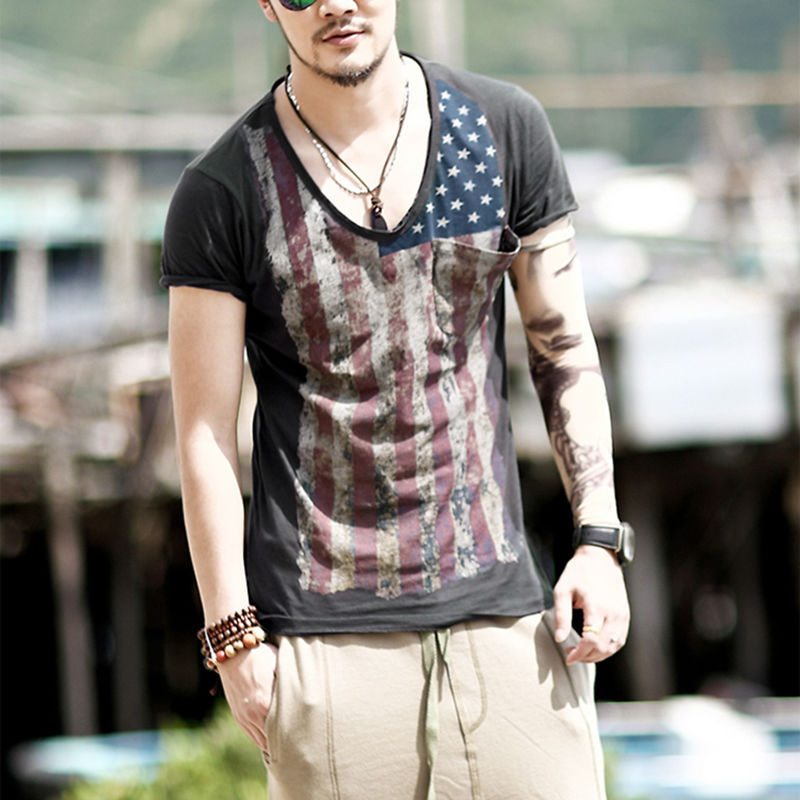 deep neck t shirt mens india