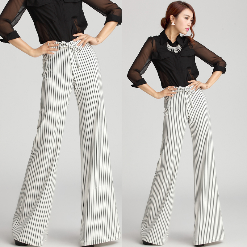 white and black pinstripe pants