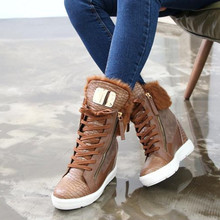 2014 winter women isabel marant sneakers leather wedge boots the Casual warm fur boots personalized Height Increasing