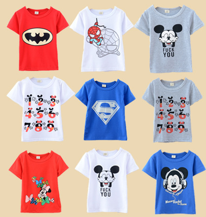 2015 new summer children clothing fashion short sleeve t shirt baby boys girls cartoon t-shirts 2-7 years wholesale