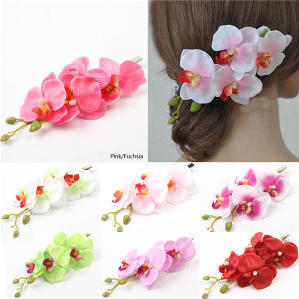 Colorful Bridal Wedding Orchid Flower Hair Clip Barrette Accessories Hairpin HQ